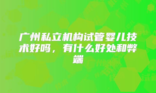 广州私立机构试管婴儿技术好吗，有什么好处和弊端
