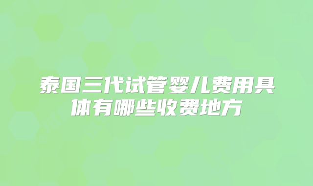 泰国三代试管婴儿费用具体有哪些收费地方