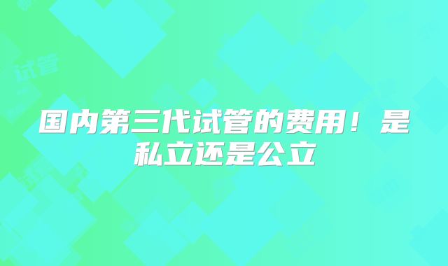 国内第三代试管的费用!是私立还是公立