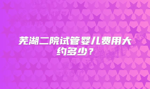 芜湖二院试管婴儿费用大约多少?