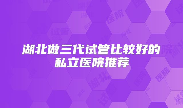 湖北做三代试管比较好的私立医院推荐