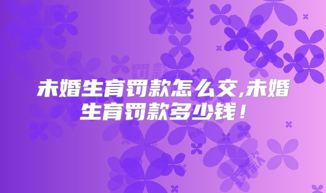 未婚生育罚款怎么交,未婚生育罚款多少钱!