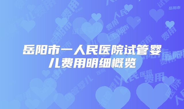 岳阳市一人民医院试管婴儿费用明细概览