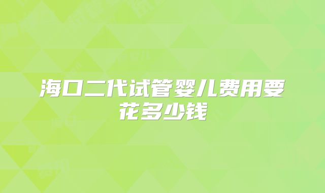 海口二代试管婴儿费用要花多少钱
