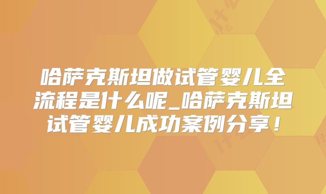 哈萨克斯坦做试管婴儿全流程是什么呢_哈萨克斯坦试管婴儿成功案例分享！