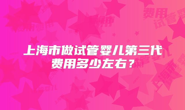 上海市做试管婴儿第三代费用多少左右?