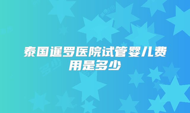 泰国暹罗医院试管婴儿费用是多少