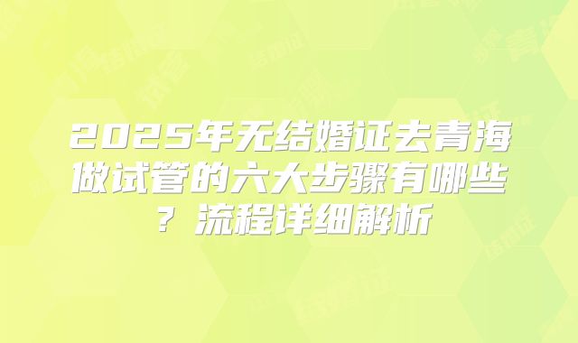 2025年无结婚证去青海做试管的六大步骤有哪些？流程详细解析