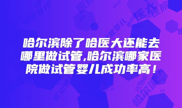 哈尔滨除了哈医大还能去哪里做试管,哈尔滨哪家医院做试管婴儿成功率高！