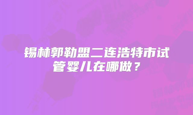 锡林郭勒盟二连浩特市试管婴儿在哪做？
