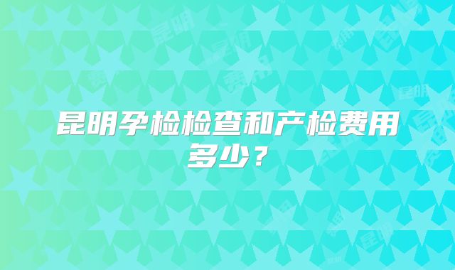 昆明孕检检查和产检费用多少？