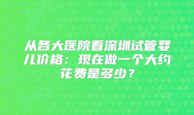 从各大医院看深圳试管婴儿价格:现在做一个大约花费是多少?