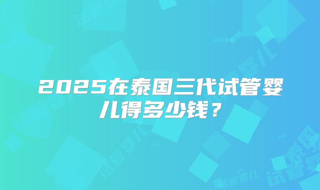2025在泰国三代试管婴儿得多少钱?