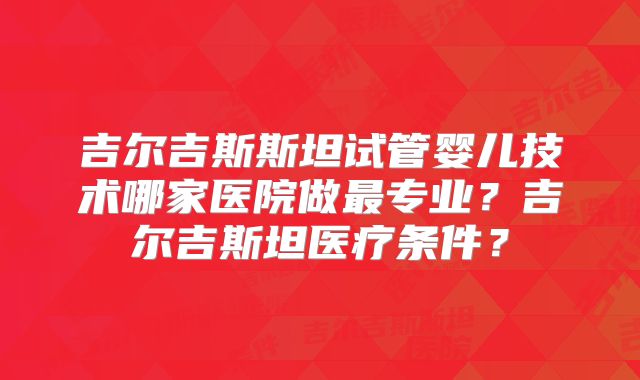吉尔吉斯斯坦试管婴儿技术哪家医院做最专业？吉尔吉斯坦医疗条件？