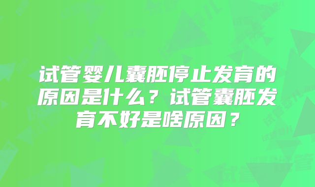 试管婴儿囊胚停止发育的原因是什么？试管囊胚发育不好是啥原因？