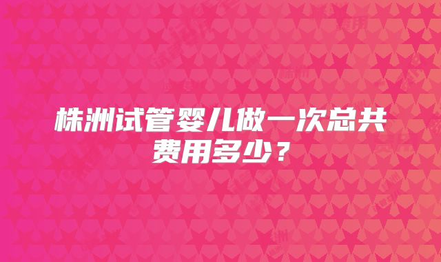 株洲试管婴儿做一次总共费用多少？