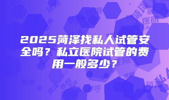 2025菏泽找私人试管安全吗?私立医院试管的费用一般多少?