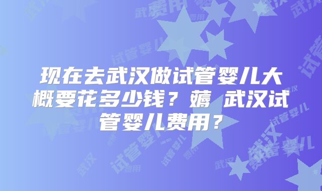 现在去武汉做试管婴儿大概要花多少钱?薅慜武汉试管婴儿费用?