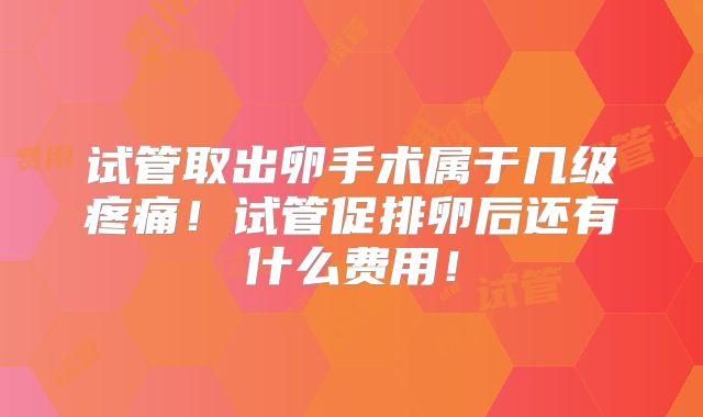试管取出卵手术属于几级疼痛！试管促排卵后还有什么费用！