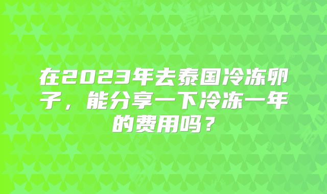 在2023年去泰国冷冻卵子，能分享一下冷冻一年的费用吗？