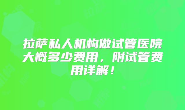 拉萨私人机构做试管医院大概多少费用,附试管费用详解!