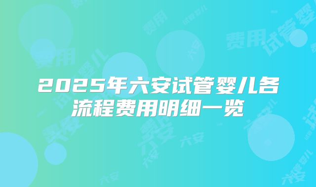 2025年六安试管婴儿各流程费用明细一览