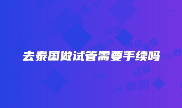去泰国做试管需要手续吗