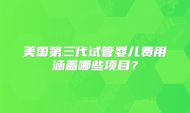 美国第三代试管婴儿费用涵盖哪些项目？