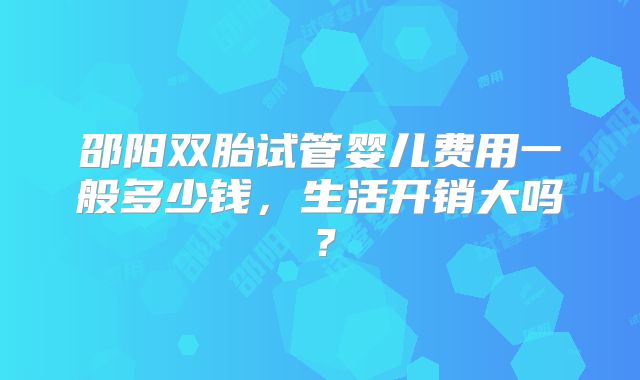 邵阳双胎试管婴儿费用一般多少钱，生活开销大吗？