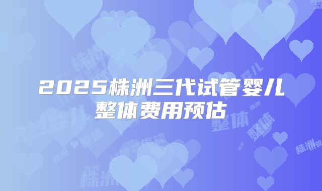 2025株洲三代试管婴儿整体费用预估