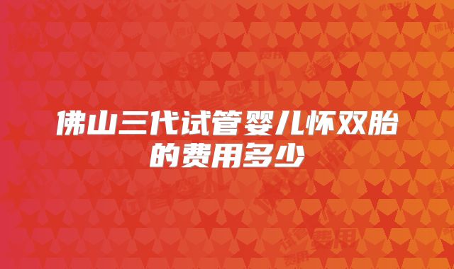 佛山三代试管婴儿怀双胎的费用多少