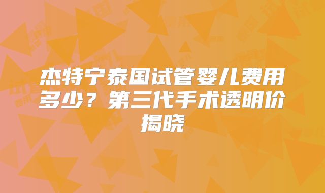 杰特宁泰国试管婴儿费用多少？第三代手术透明价揭晓