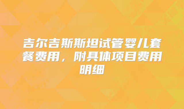 吉尔吉斯斯坦试管婴儿套餐费用，附具体项目费用明细