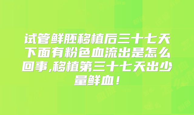 试管鲜胚移植后三十七天下面有粉色血流出是怎么回事,移植第三十七天出少量鲜血！