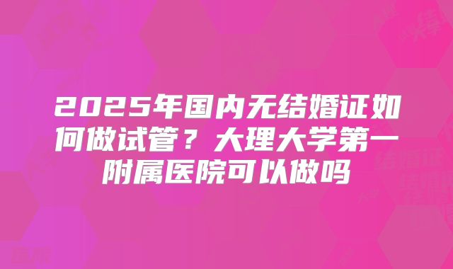 2025年国内无结婚证如何做试管?大理大学第一附属医院可以做吗