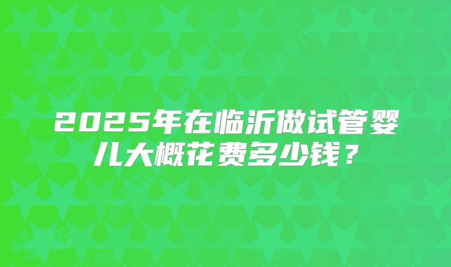 2025年在临沂做试管婴儿大概花费多少钱?