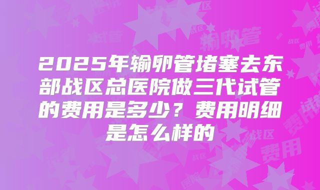 2025年输卵管堵塞去东部战区总医院做三代试管的费用是多少?费用明细是怎么样的