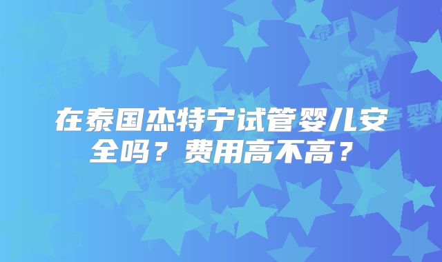 在泰国杰特宁试管婴儿安全吗？费用高不高？