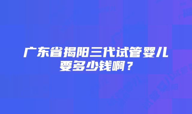 广东省揭阳三代试管婴儿要多少钱啊?