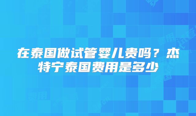 在泰国做试管婴儿贵吗？杰特宁泰国费用是多少