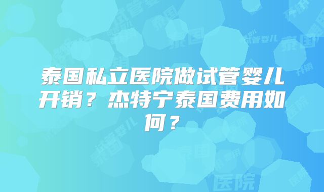 泰国私立医院做试管婴儿开销？杰特宁泰国费用如何？