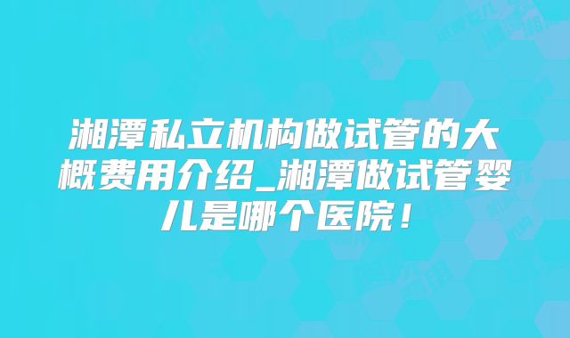 湘潭私立机构做试管的大概费用介绍_湘潭做试管婴儿是哪个医院!