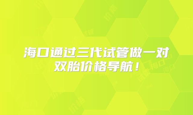 海口通过三代试管做一对双胎价格导航！