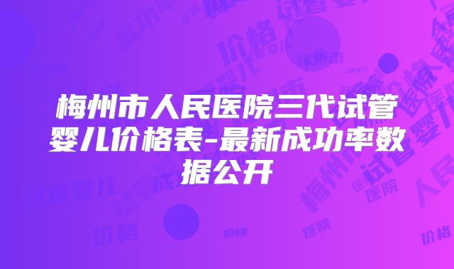 梅州市人民医院三代试管婴儿价格表-最新成功率数据公开