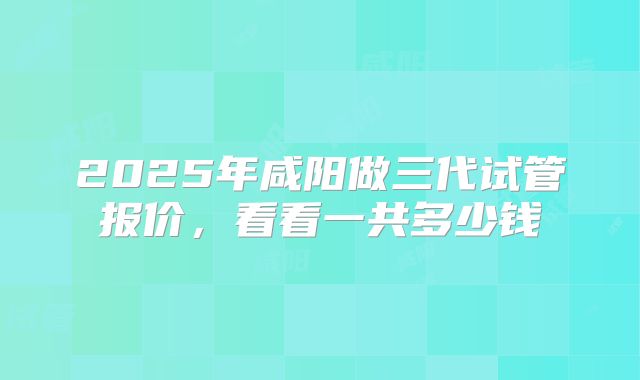 2025年咸阳做三代试管报价，看看一共多少钱