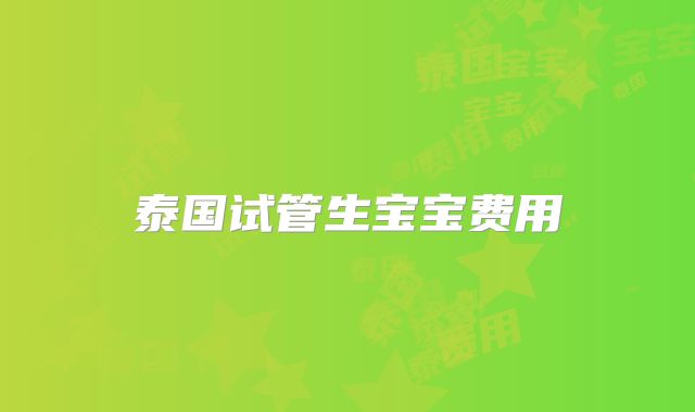 泰国试管生宝宝费用