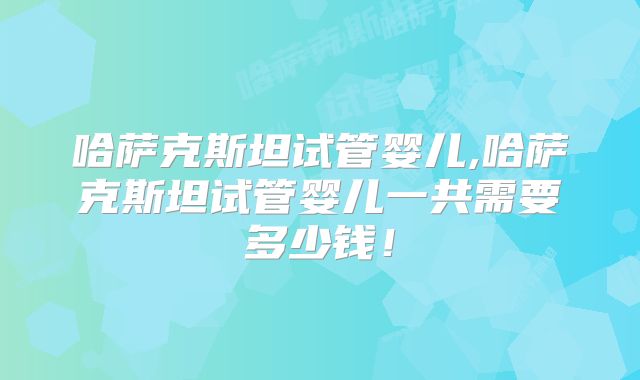 哈萨克斯坦试管婴儿,哈萨克斯坦试管婴儿一共需要多少钱！