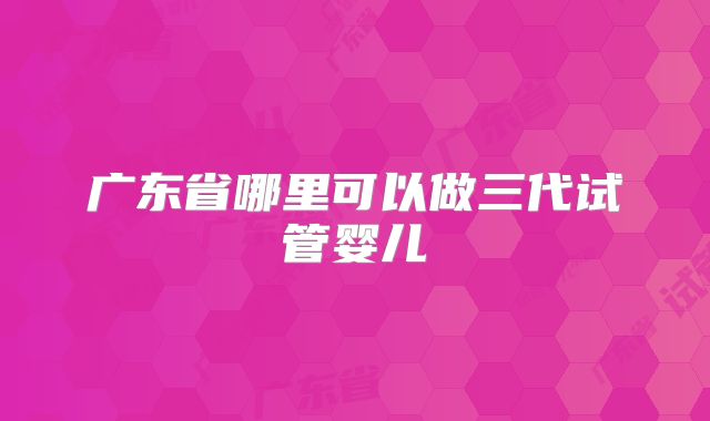 广东省哪里可以做三代试管婴儿