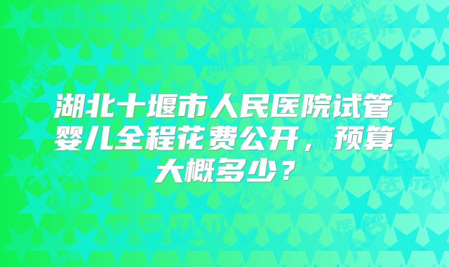 湖北十堰市人民医院试管婴儿全程花费公开，预算大概多少？