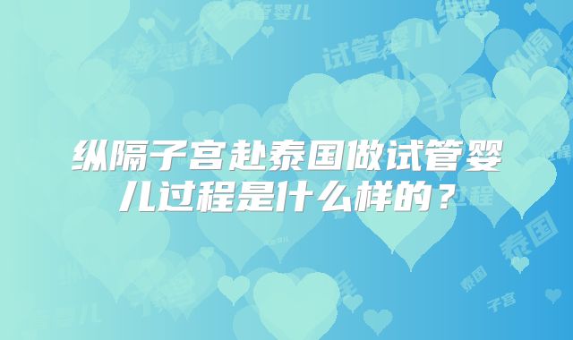 纵隔子宫赴泰国做试管婴儿过程是什么样的?